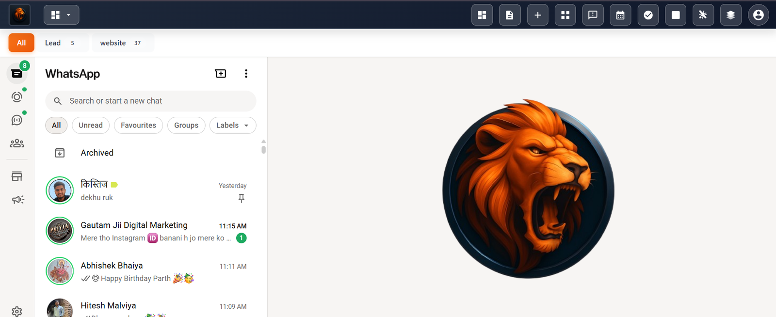Lion CRM Dashboard